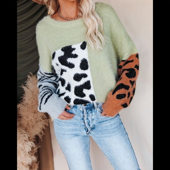 Stop And Stare Mix Print Knit Sweater - Picture 2 of 4